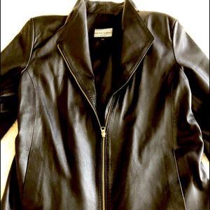 Butter leather black jacket off center zipper